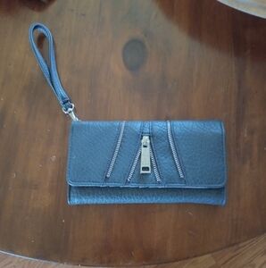 Jessica Simpson Black Wristlet with Zipper Accents